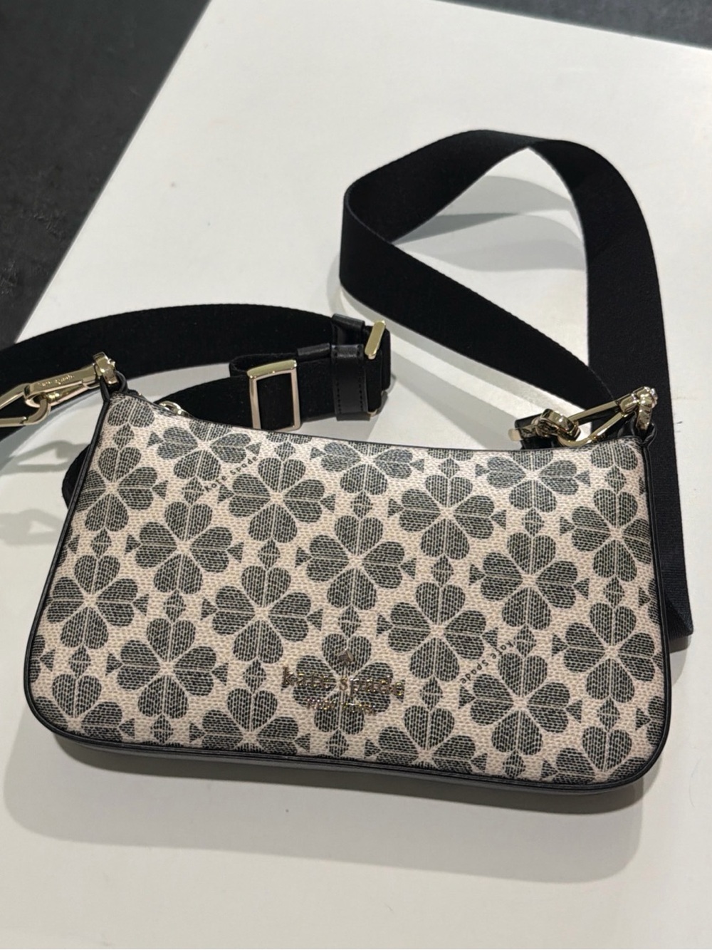 Kate Spade Floral Pattern Crossbody Shoulder Bag - Black & Cream NWOT